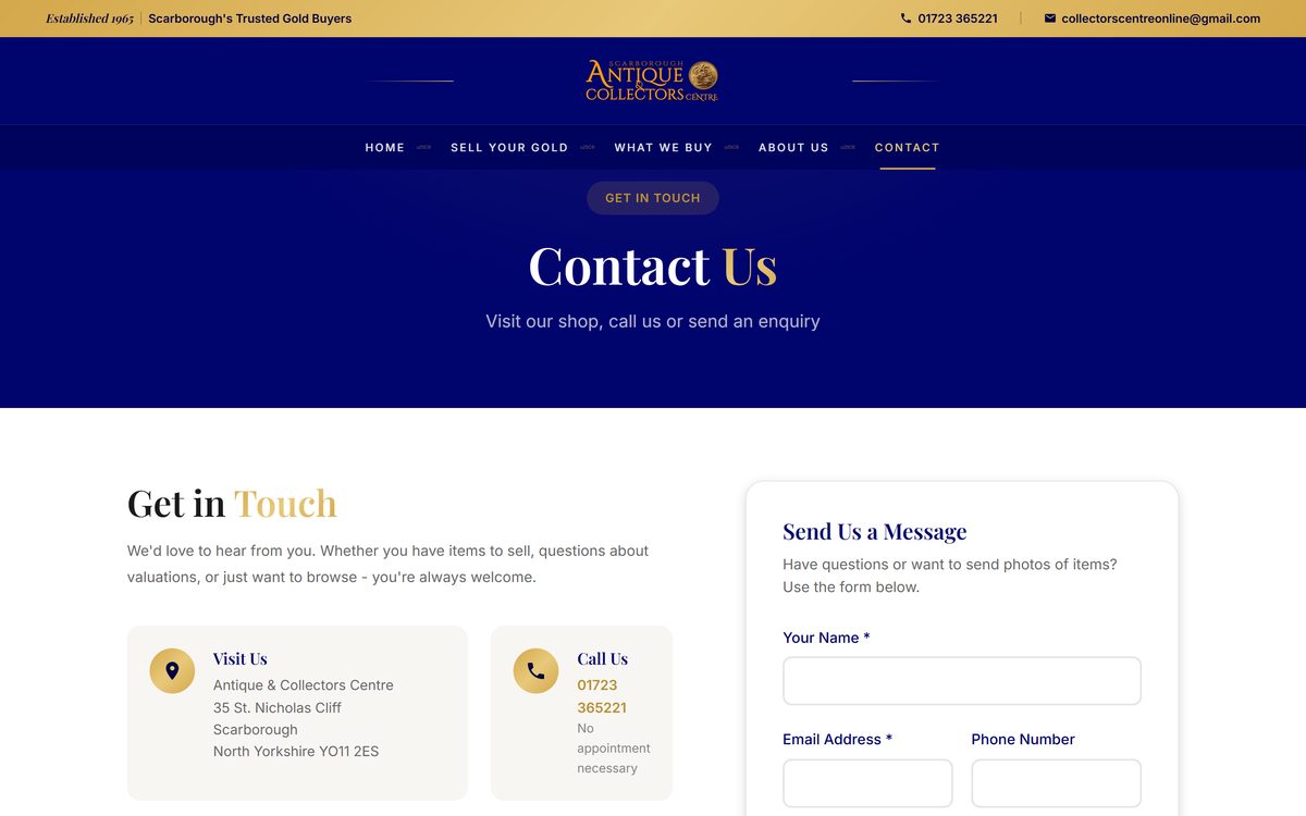 Antiques & Collectors Centre – Brochure Website screenshot