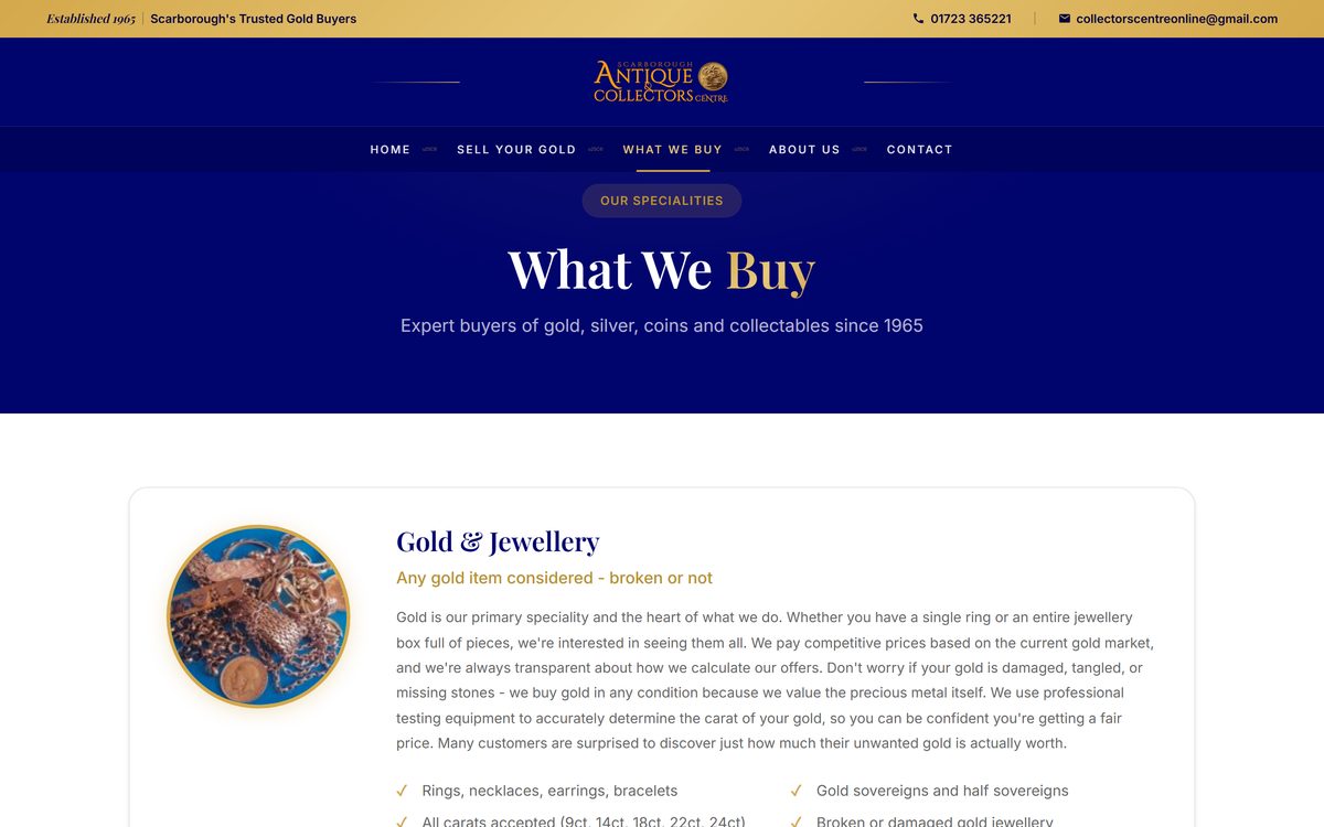 Antiques & Collectors Centre – Brochure Website screenshot